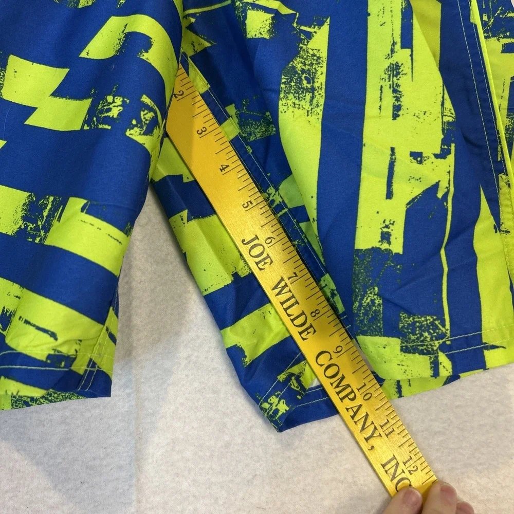 Nike Swim Shorts Boys XL Blue Yellow Striped Lined Drawstring Quick Dry 721989